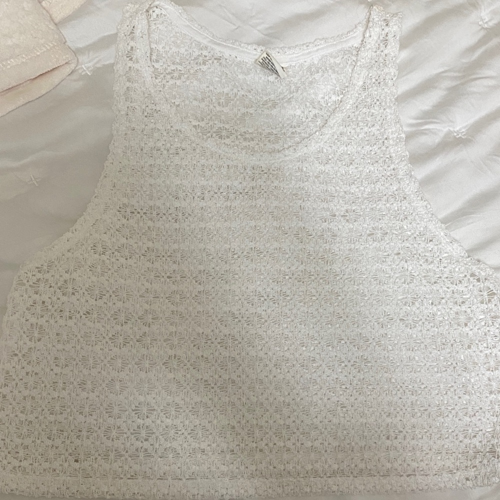 PINK Victoria's Secret White Lace Tank Top